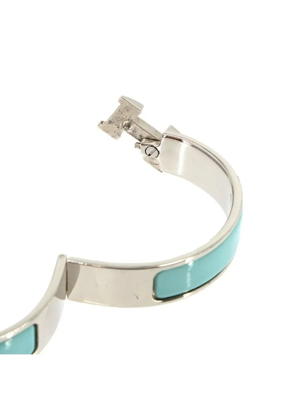 Hermes Clic PM Bangle Blue Silver Bracelet